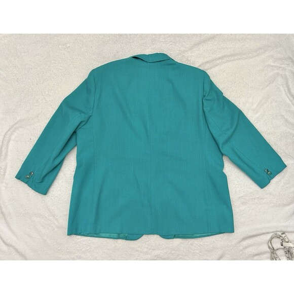 Women's Vintage Plus Size KORET Teal Green Turquoise Lined Blazer - Picture 2 of 10